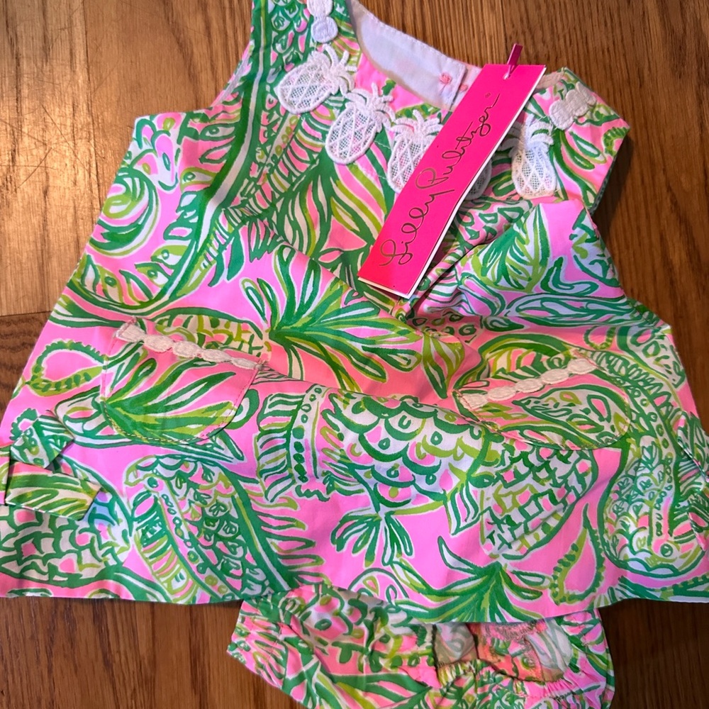 Lilly Pulitzer Vibrant Pink and Green Baby Dress